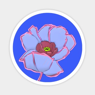 Retro Digital Colored Poppy Flower Illustration (MD23Mrl002) Magnet